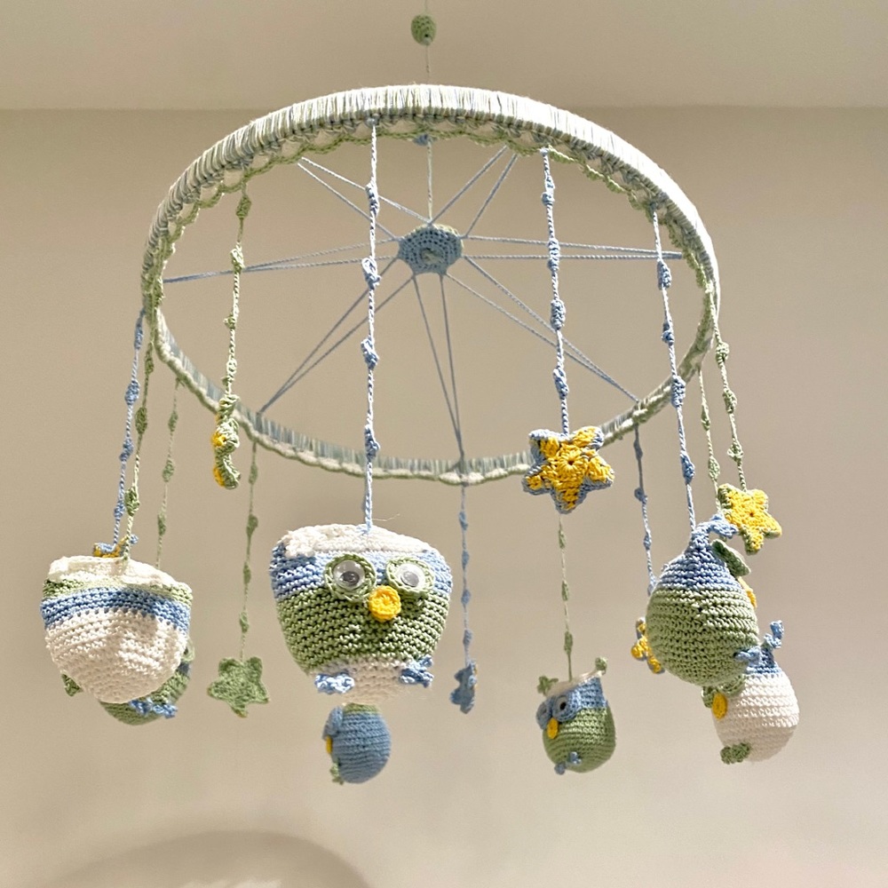 Hand crochet nursery mobile